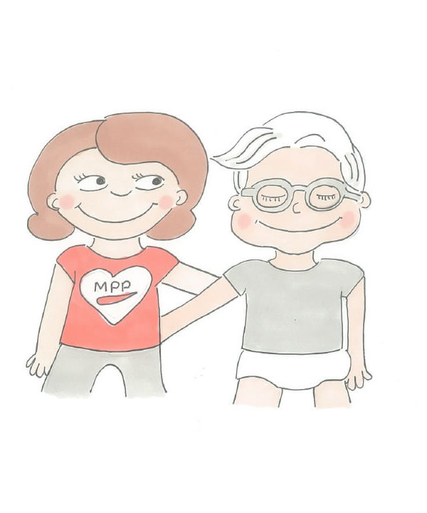Cartoon Caroline with Cartoon Joseph Pilates
